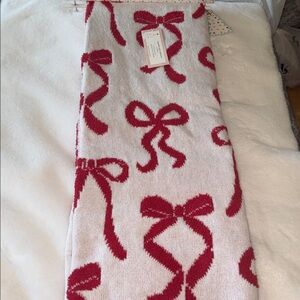 Cupcakes and Cashmere Coquette Red Christmas bow blanket